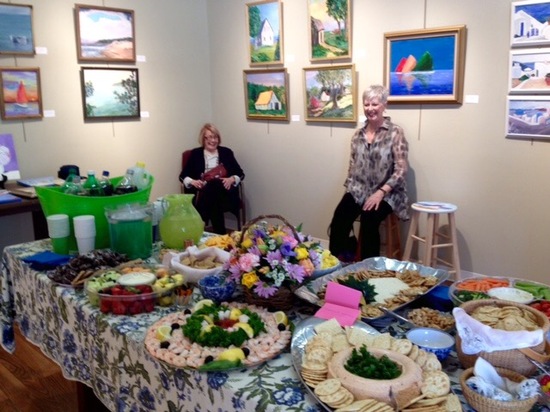 My mother, Evelyn Lynch (left) and my partner, Dianne Brace, thought there should be some snacks at the opening.