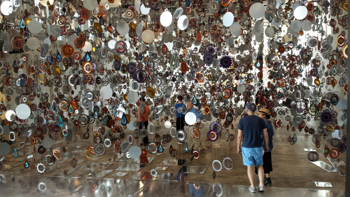 Nick Cave’s “Kinetic Spinner Forest” at Mass MoCA. 