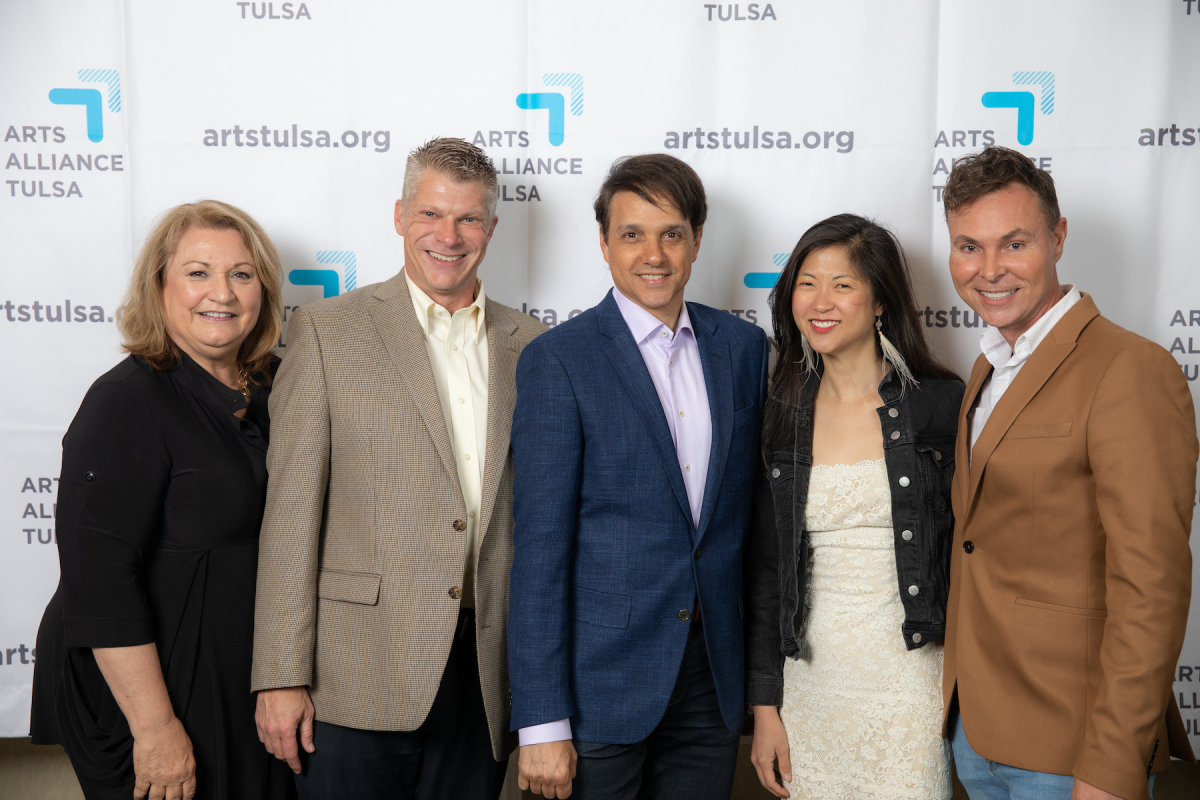 Arts Alliance Tulsa staff with actor Ralph Macchio at a recent fundraising event.