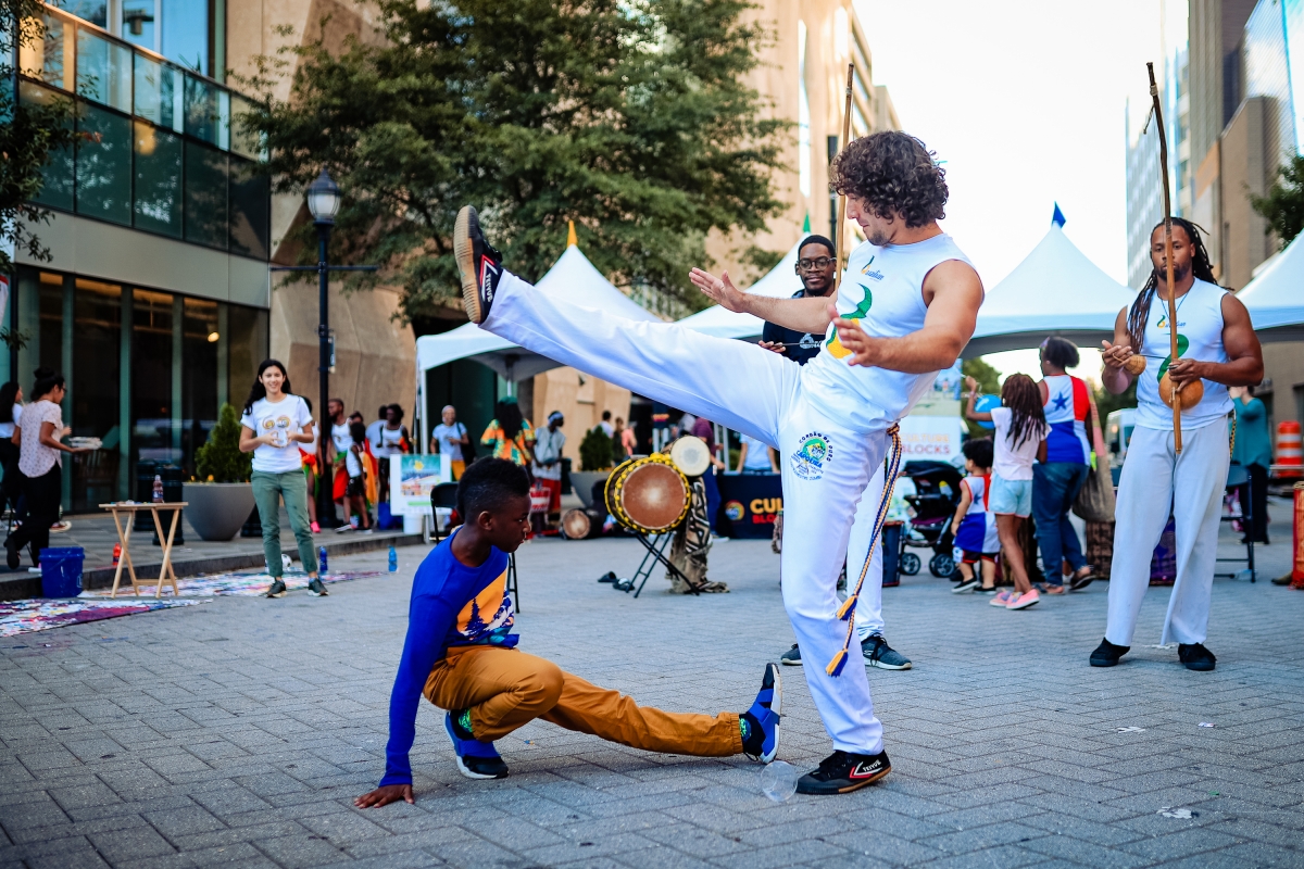 Dancers perform at a street festival